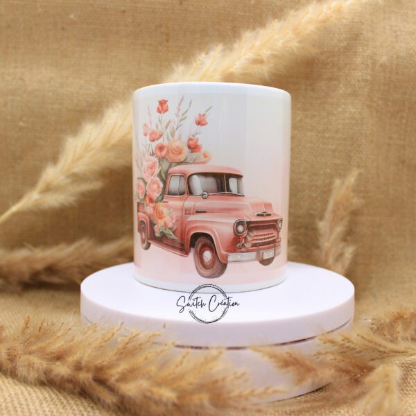 mug vintage truck rose